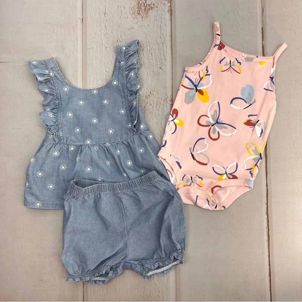 Carter's Baby Girls 3-pc. Short Set SIZE 18M‎